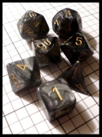 Dice : Dice - Dice Sets - Chessex 27498 Lustrous Black and Silver Swirl with Gold Numerals - Ebay Jan 2010